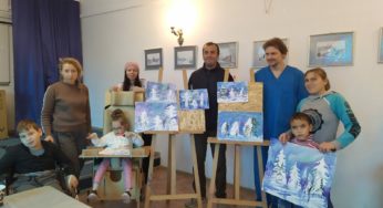 Урок группового рисования. Рисуем зиму.