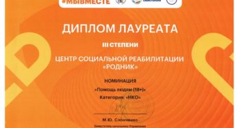Диплом Лауреата 3 степени премии #МЫВМЕСТЕ 2022